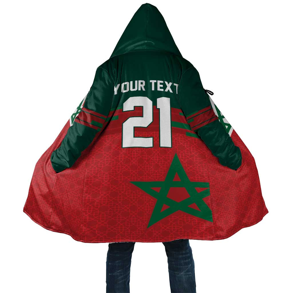 World Football 2026 Morocco Custom Cloak African Geometric Red Pattern - Wonder Print Shop