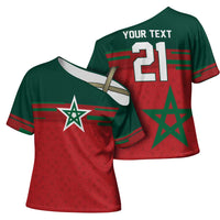 World Football 2026 Morocco Custom Cross Shoulder Shirt African Geometric Red Pattern - Wonder Print Shop
