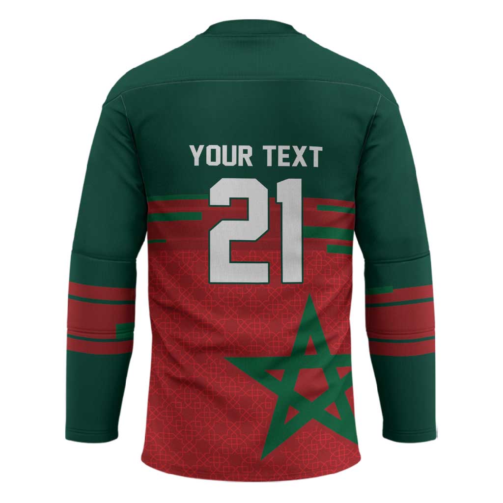 World Football 2026 Morocco Custom Hockey Jersey African Geometric Red Pattern - Wonder Print Shop