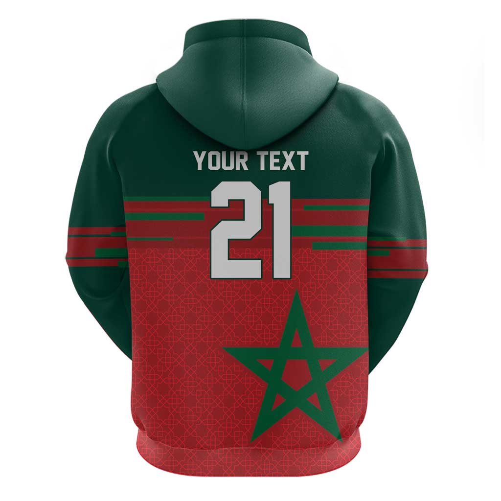 World Football 2026 Morocco Custom Hoodie African Geometric Red Pattern - Wonder Print Shop