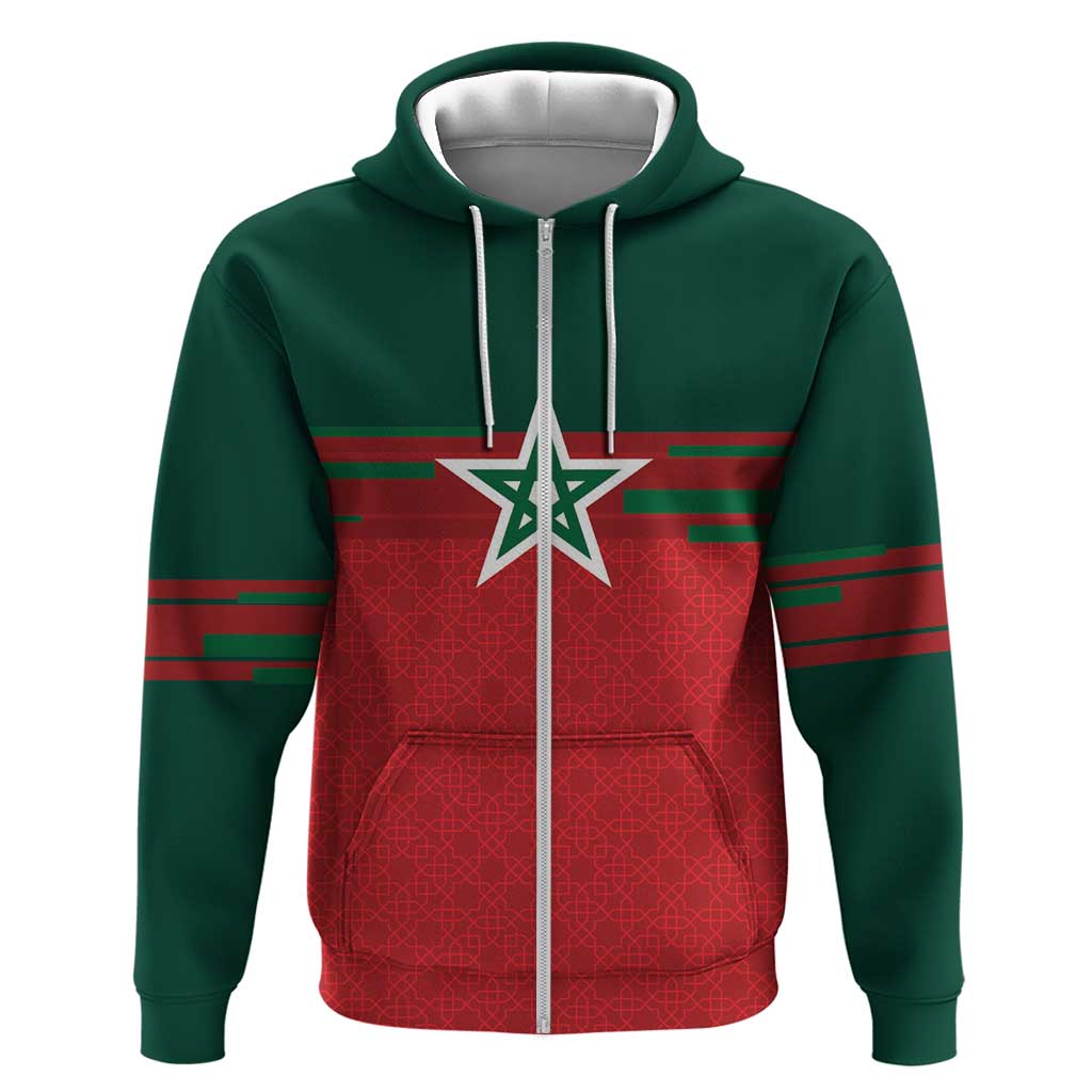 World Football 2026 Morocco Custom Hoodie African Geometric Red Pattern - Wonder Print Shop