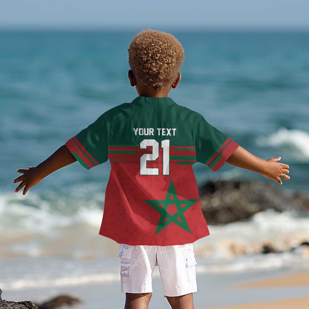 World Football 2026 Morocco Custom Kid Hawaiian Shirt African Geometric Red Pattern LT9