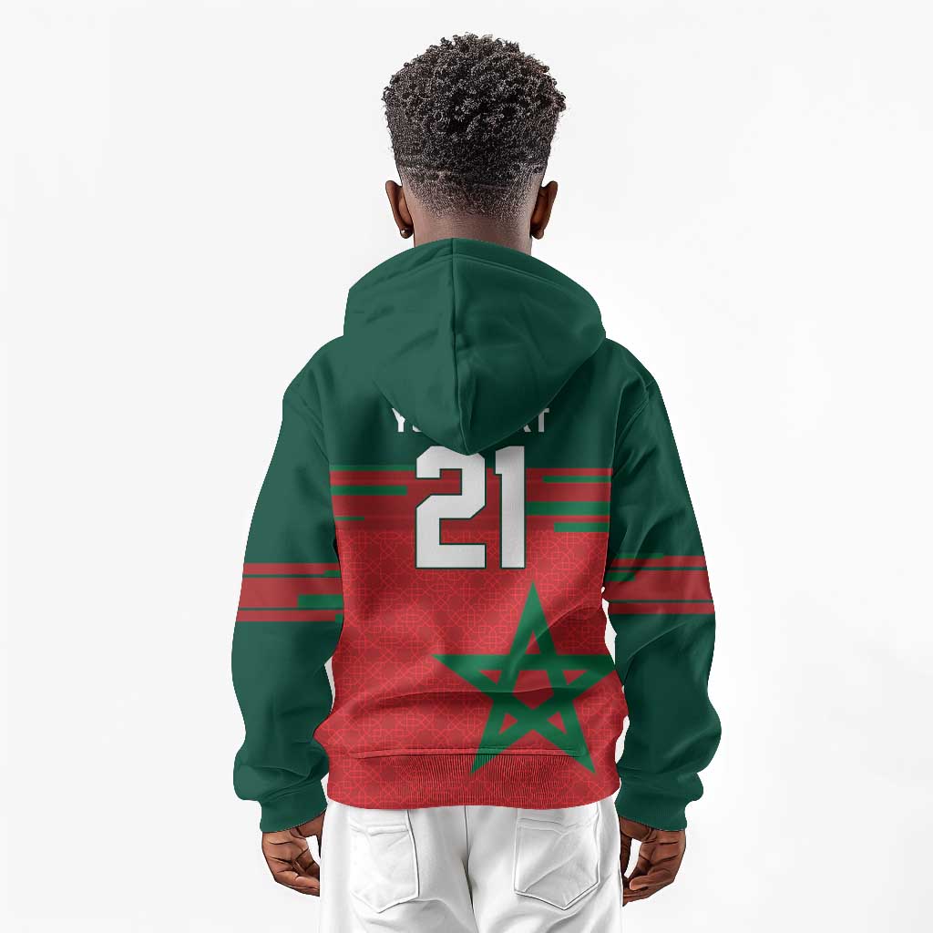 World Football 2026 Morocco Custom Kid Hoodie African Geometric Red Pattern - Wonder Print Shop