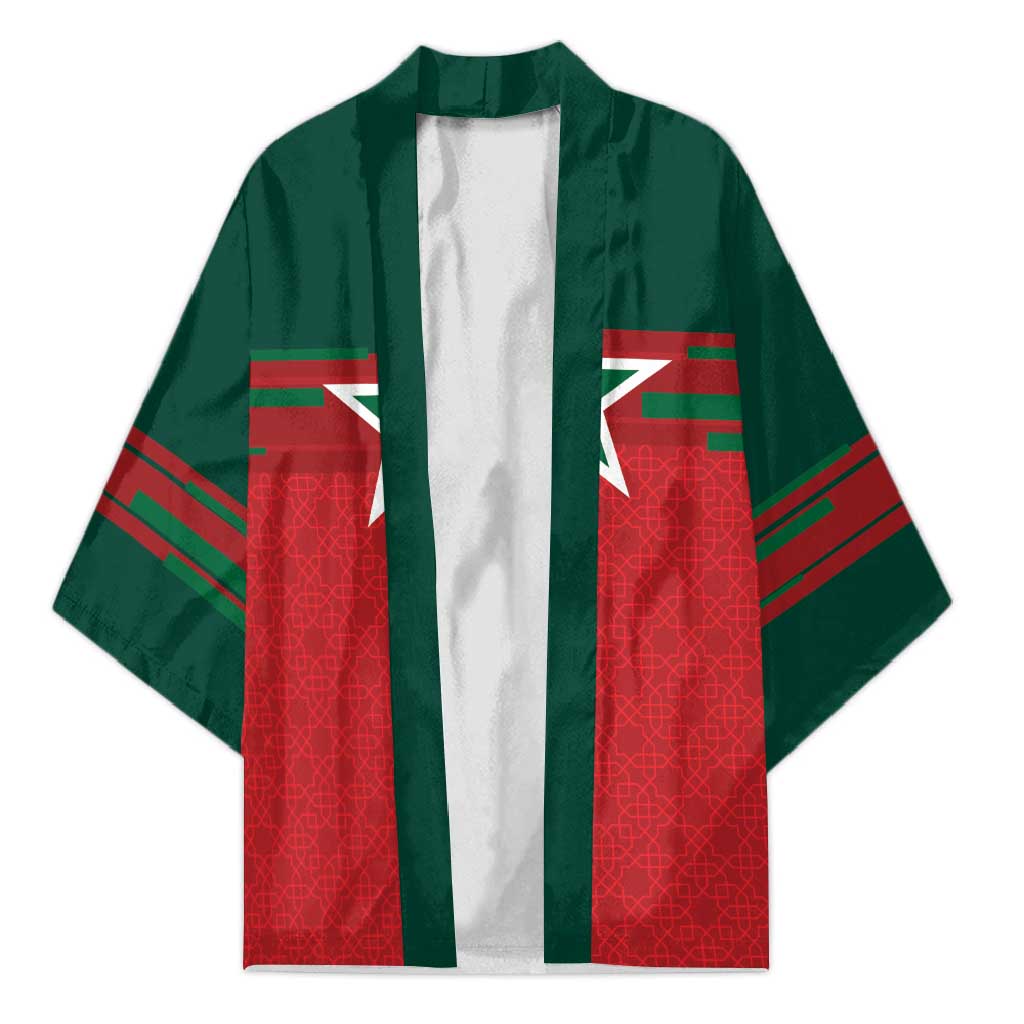 World Football 2026 Morocco Custom Kimono African Geometric Red Pattern - Wonder Print Shop