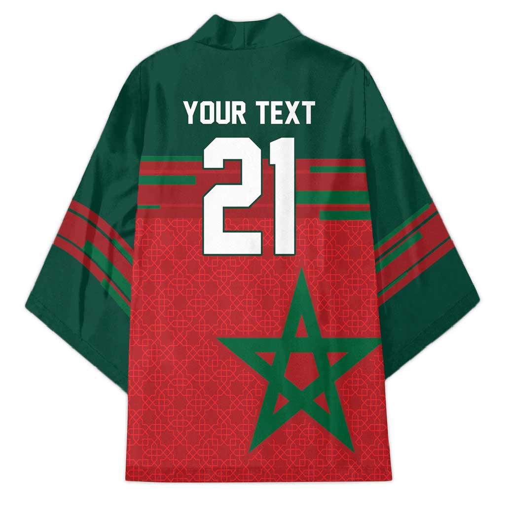 World Football 2026 Morocco Custom Kimono African Geometric Red Pattern - Wonder Print Shop