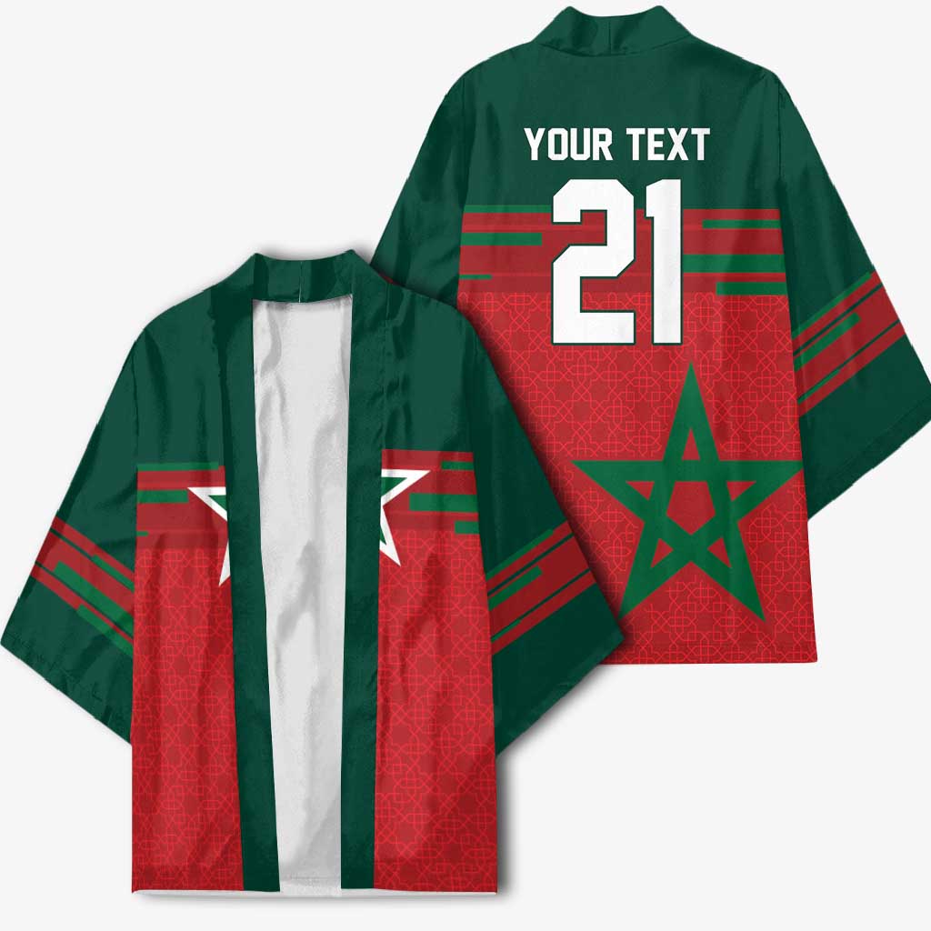 World Football 2026 Morocco Custom Kimono African Geometric Red Pattern - Wonder Print Shop