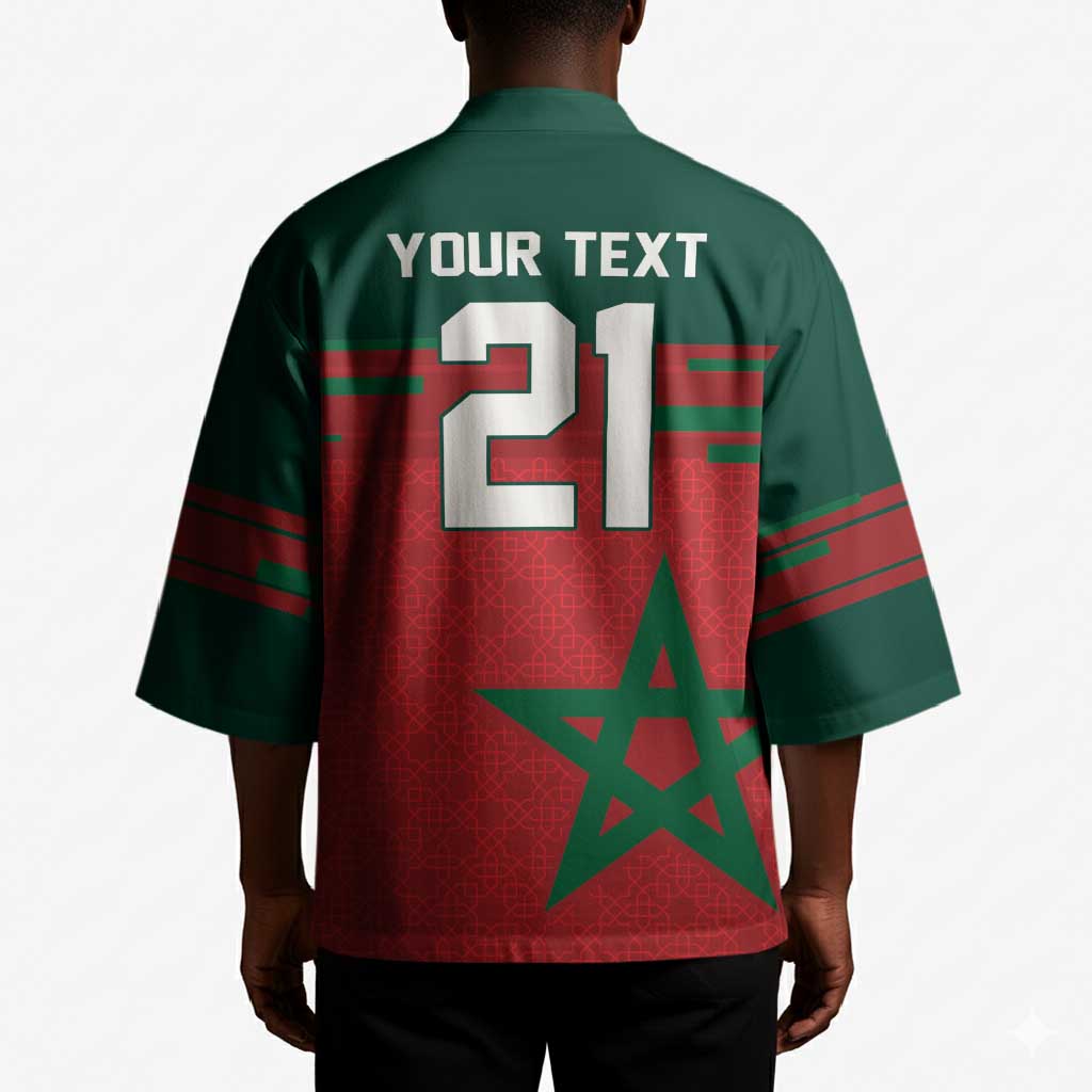 World Football 2026 Morocco Custom Kimono African Geometric Red Pattern - Wonder Print Shop