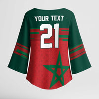 World Football 2026 Morocco Custom Kimono Sleeve Blouse African Geometric Red Pattern - Wonder Print Shop