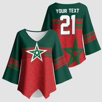 World Football 2026 Morocco Custom Kimono Sleeve Blouse African Geometric Red Pattern - Wonder Print Shop