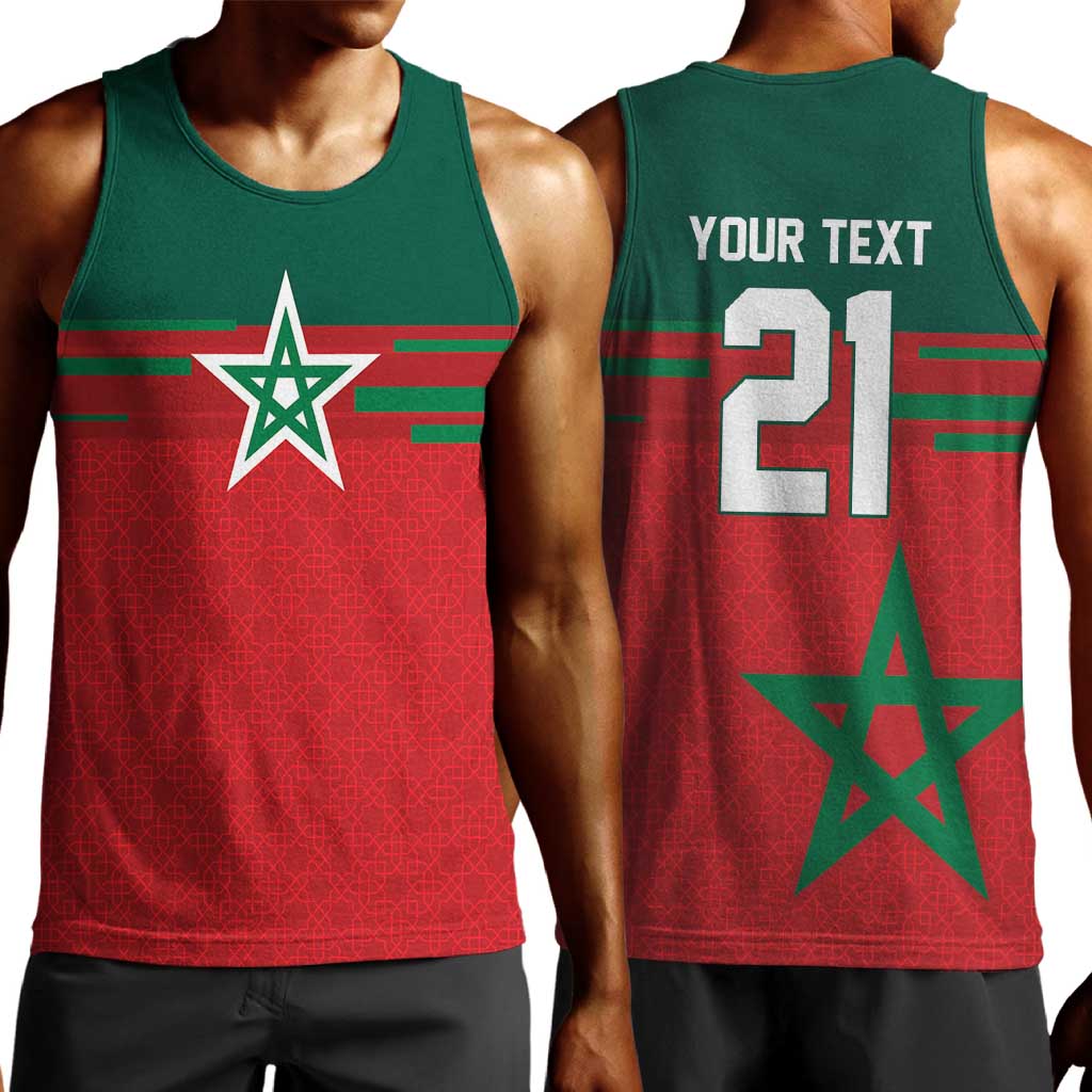 World Football 2026 Morocco Custom Men Tank Top African Geometric Red Pattern - Wonder Print Shop