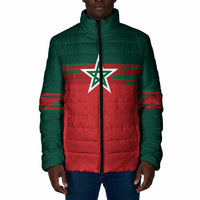 World Football 2026 Morocco Custom Padded Jacket African Geometric Red Pattern - Wonder Print Shop