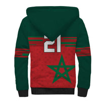World Football 2026 Morocco Custom Sherpa Hoodie African Geometric Red Pattern - Wonder Print Shop