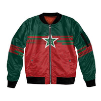 World Football 2026 Morocco Custom Sleeve Zip Bomber Jacket African Geometric Red Pattern - Wonder Print Shop