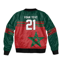World Football 2026 Morocco Custom Sleeve Zip Bomber Jacket African Geometric Red Pattern - Wonder Print Shop