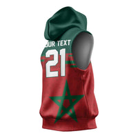 World Football 2026 Morocco Custom Sleeveless Hoodie African Geometric Red Pattern - Wonder Print Shop