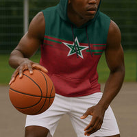 World Football 2026 Morocco Custom Sleeveless Hoodie African Geometric Red Pattern - Wonder Print Shop