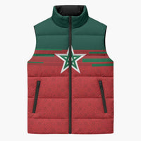 World Football 2026 Morocco Custom Sleeveless Puffer Jacket African Geometric Red Pattern - Wonder Print Shop