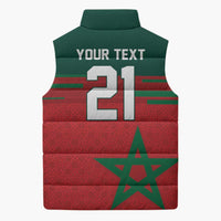 World Football 2026 Morocco Custom Sleeveless Puffer Jacket African Geometric Red Pattern - Wonder Print Shop