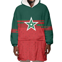 World Football 2026 Morocco Custom Wearable Blanket Hoodie African Geometric Red Pattern - Wonder Print Shop