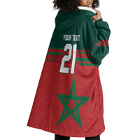 World Football 2026 Morocco Custom Wearable Blanket Hoodie African Geometric Red Pattern - Wonder Print Shop