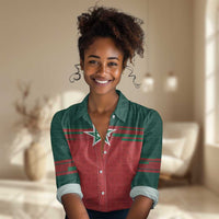 World Football 2026 Morocco Custom Women Casual Shirt African Geometric Red Pattern - Wonder Print Shop