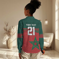 World Football 2026 Morocco Custom Women Casual Shirt African Geometric Red Pattern - Wonder Print Shop