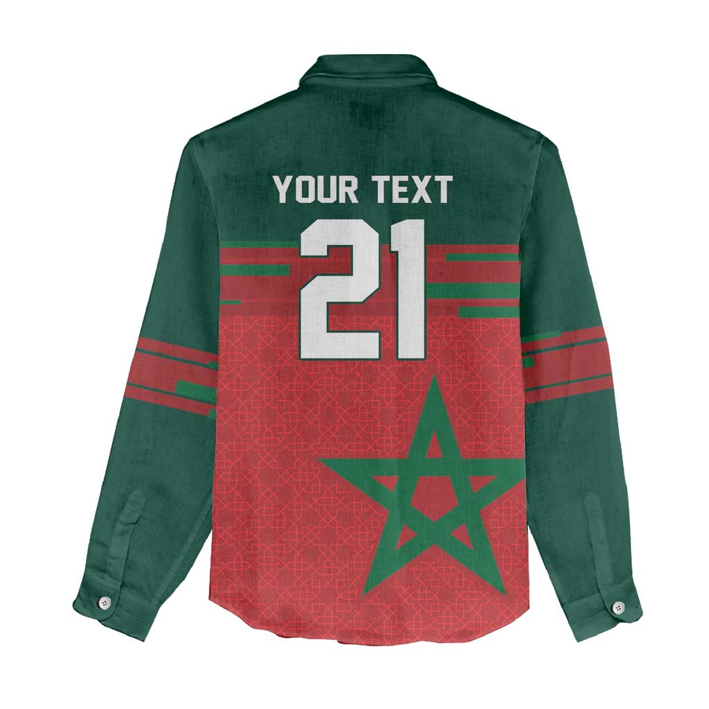 World Football 2026 Morocco Custom Women Casual Shirt African Geometric Red Pattern - Wonder Print Shop
