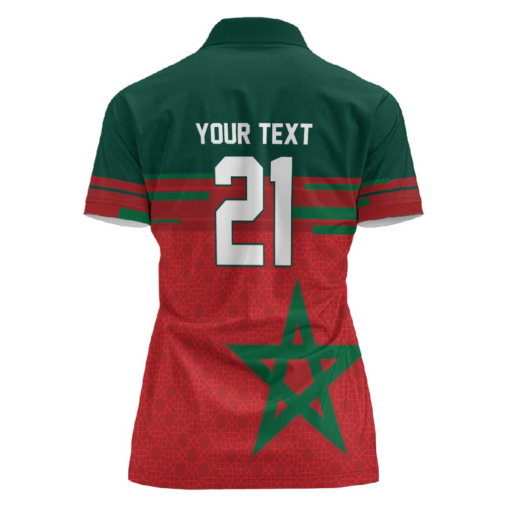 World Football 2026 Morocco Custom Women Polo Shirt African Geometric Red Pattern LT9