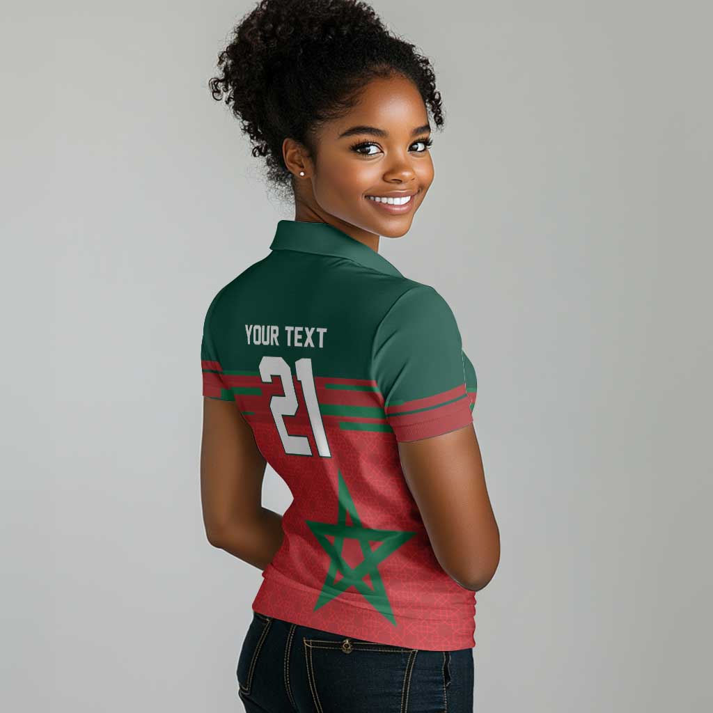 World Football 2026 Morocco Custom Women Polo Shirt African Geometric Red Pattern LT9