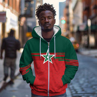 World Football 2026 Morocco Custom Zip Hoodie African Geometric Red Pattern - Wonder Print Shop
