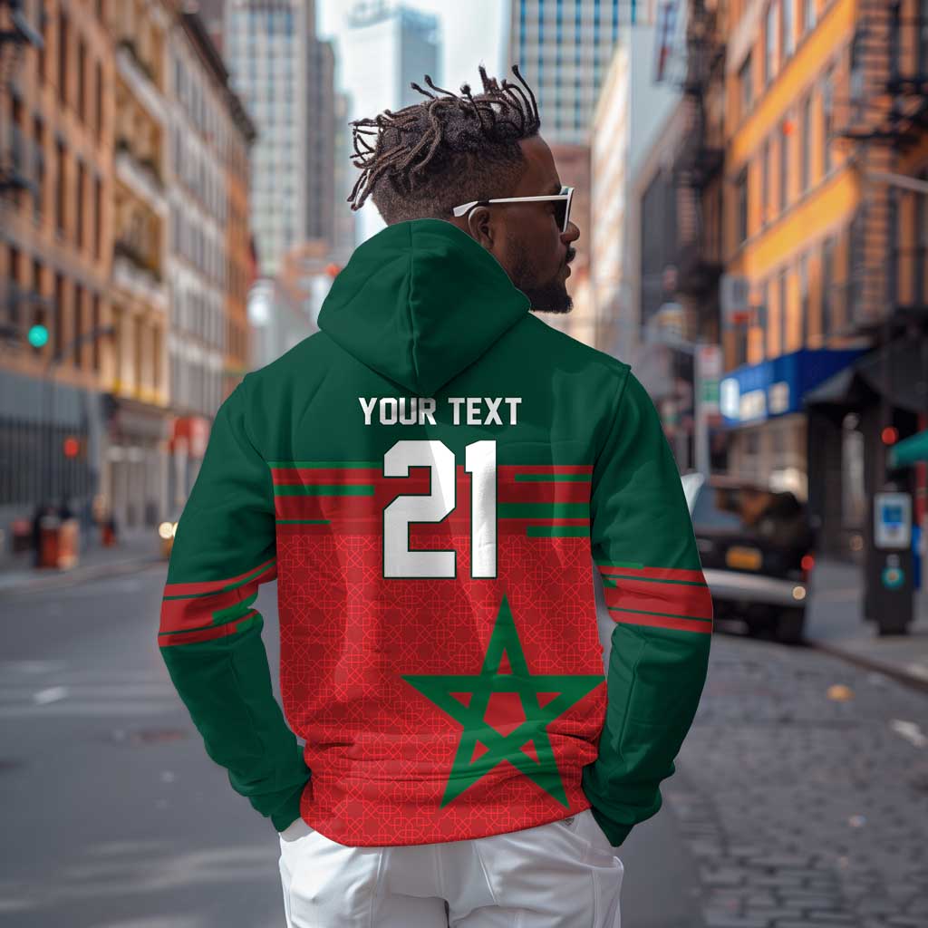 World Football 2026 Morocco Custom Zip Hoodie African Geometric Red Pattern - Wonder Print Shop