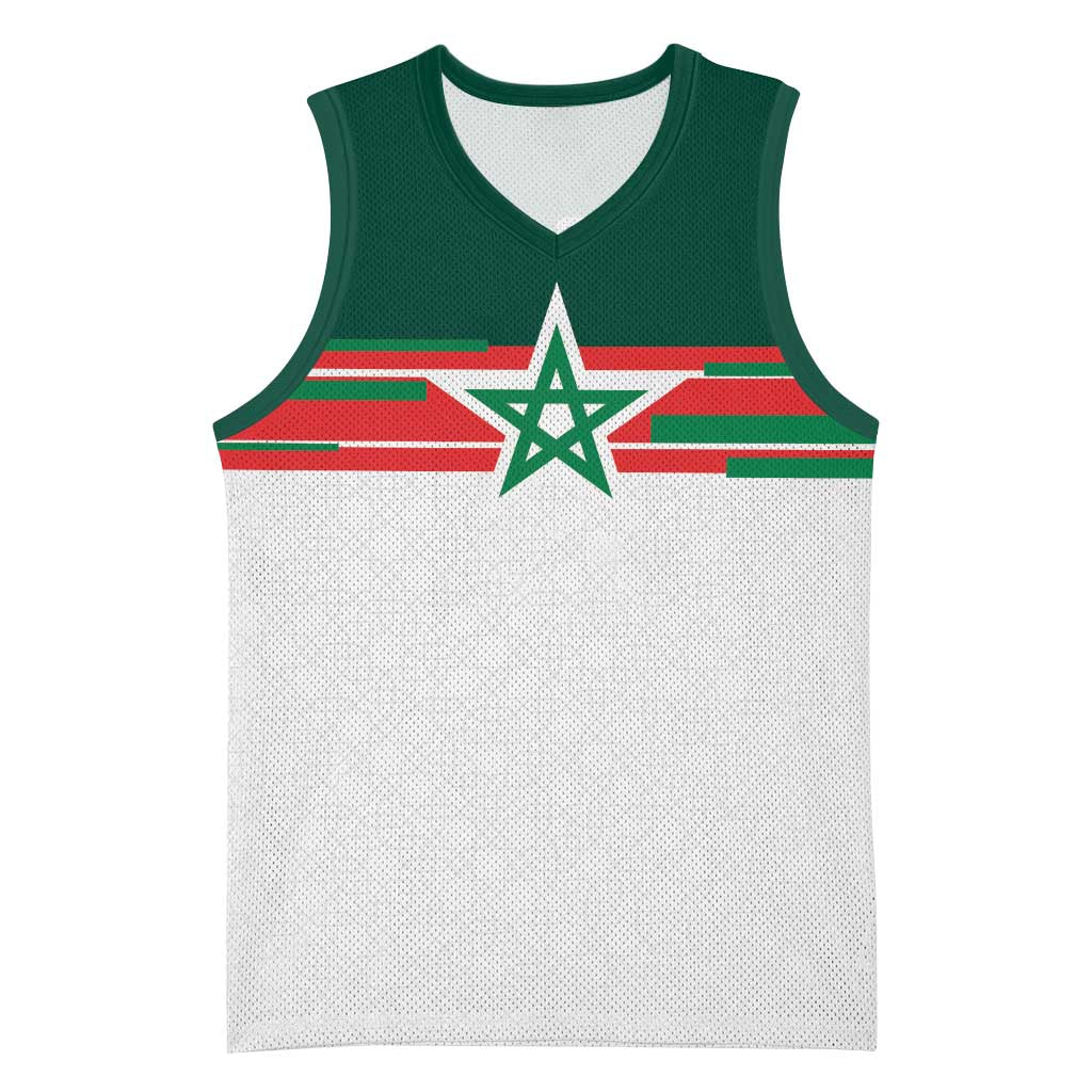 World Football 2026 Morocco Custom Basketball Jersey African Geometric White Pattern - Wonder Print Shop