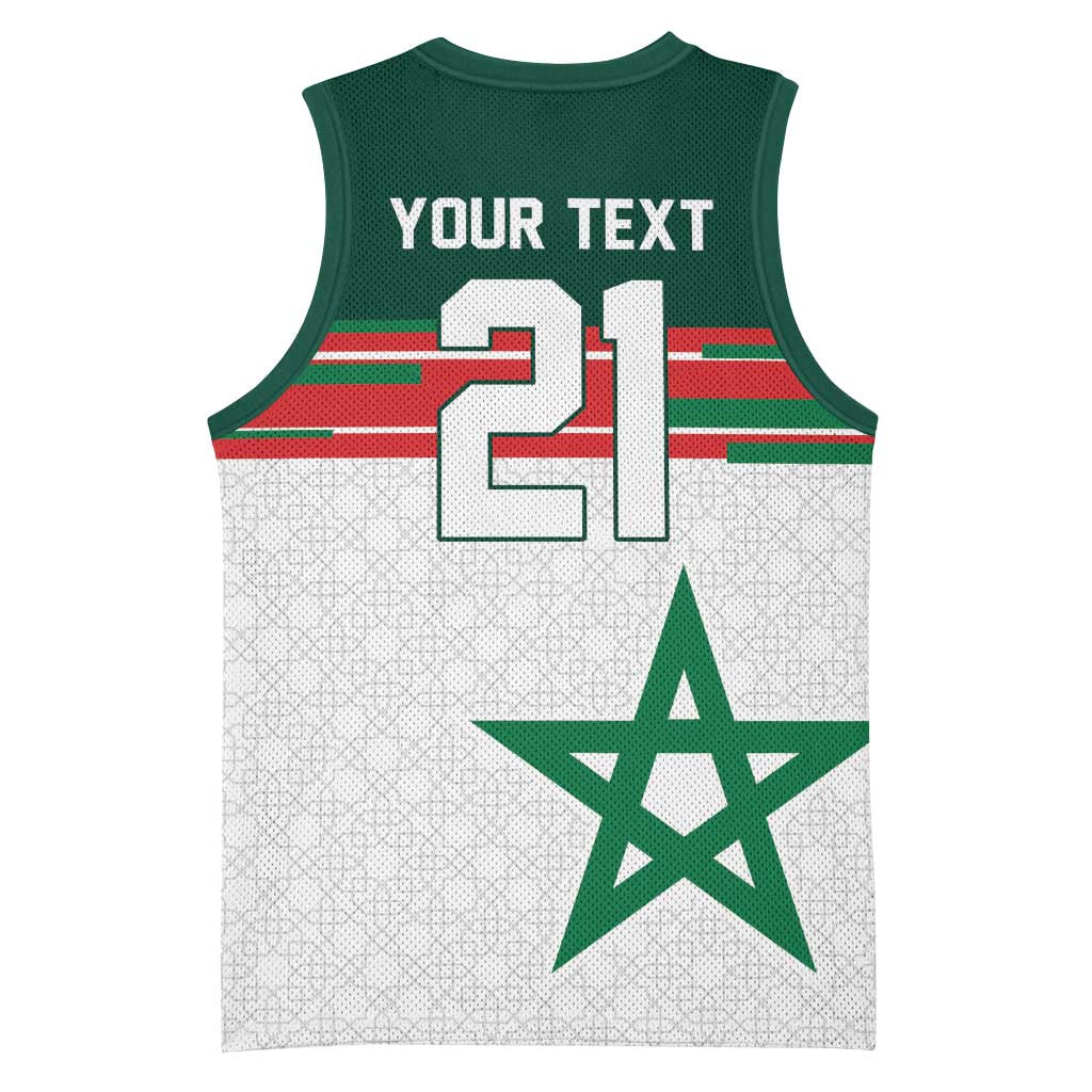 World Football 2026 Morocco Custom Basketball Jersey African Geometric White Pattern - Wonder Print Shop