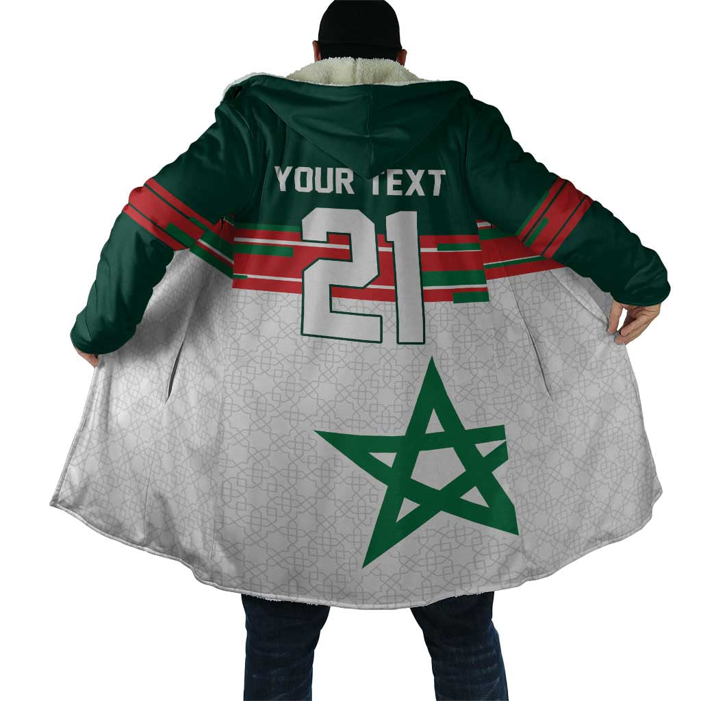 World Football 2026 Morocco Custom Cloak African Geometric White Pattern - Wonder Print Shop