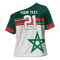 World Football 2026 Morocco Custom Cross Shoulder Shirt African Geometric White Pattern - Wonder Print Shop