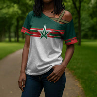 World Football 2026 Morocco Custom Cross Shoulder Shirt African Geometric White Pattern - Wonder Print Shop