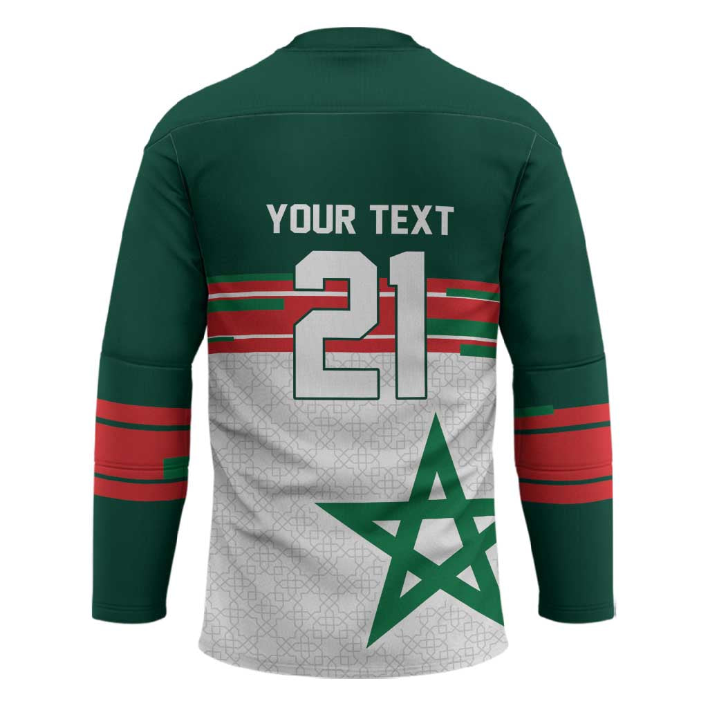 World Football 2026 Morocco Custom Hockey Jersey African Geometric White Pattern - Wonder Print Shop