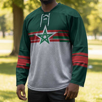World Football 2026 Morocco Custom Hockey Jersey African Geometric White Pattern - Wonder Print Shop