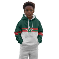 World Football 2026 Morocco Custom Kid Hoodie African Geometric White Pattern - Wonder Print Shop