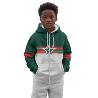 World Football 2026 Morocco Custom Kid Hoodie African Geometric White Pattern - Wonder Print Shop