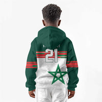 World Football 2026 Morocco Custom Kid Hoodie African Geometric White Pattern - Wonder Print Shop