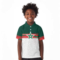 World Football 2026 Morocco Custom Kid Polo Shirt African Geometric White Pattern LT9
