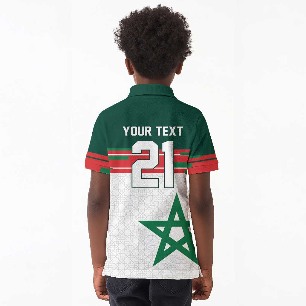World Football 2026 Morocco Custom Kid Polo Shirt African Geometric White Pattern LT9