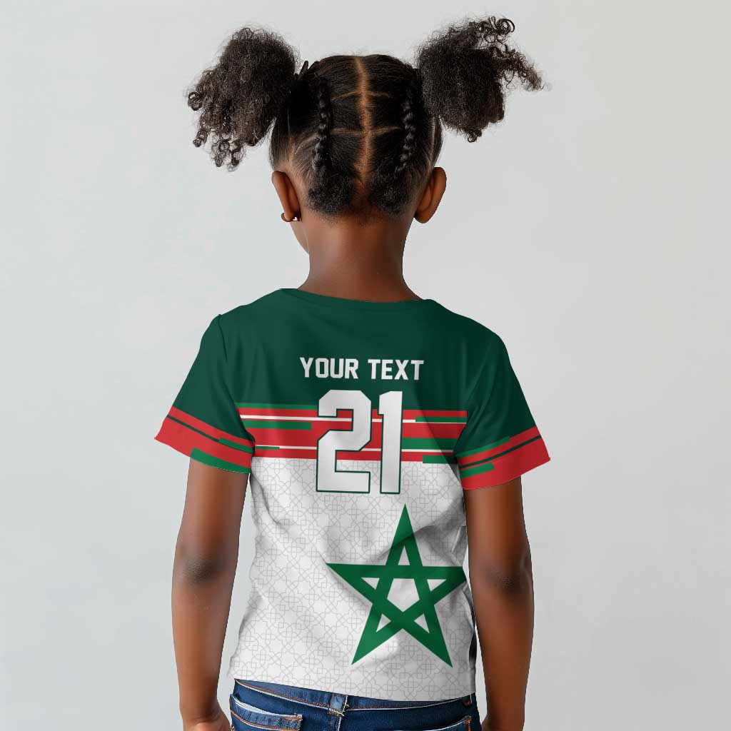 World Football 2026 Morocco Custom Kid T shirt African Geometric White Pattern LT9