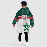 World Football 2026 Morocco Custom Kid Wearable Blanket Hoodie African Geometric White Pattern - Wonder Print Shop