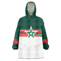 World Football 2026 Morocco Custom Kid Wearable Blanket Hoodie African Geometric White Pattern - Wonder Print Shop