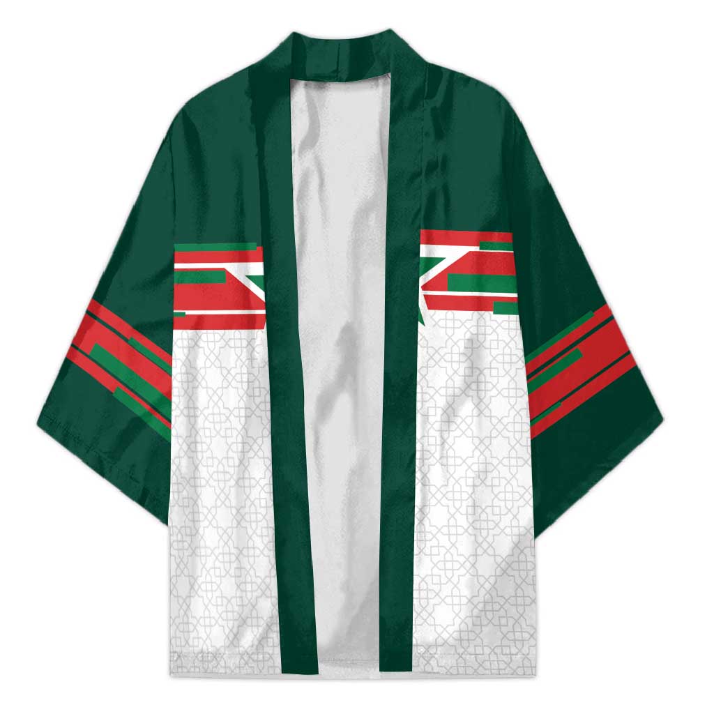 World Football 2026 Morocco Custom Kimono African Geometric White Pattern - Wonder Print Shop