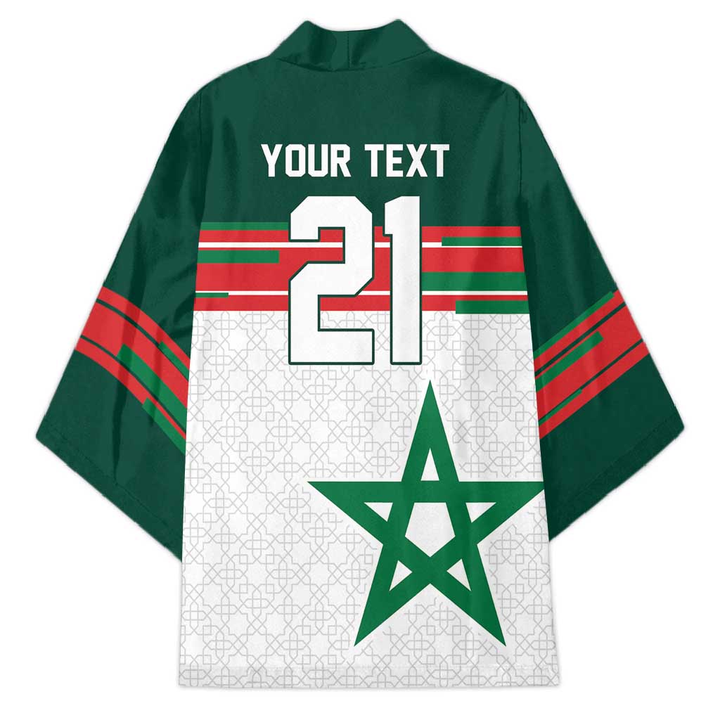 World Football 2026 Morocco Custom Kimono African Geometric White Pattern - Wonder Print Shop