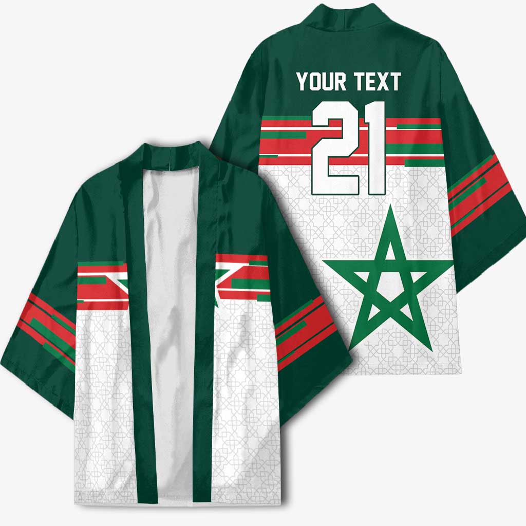 World Football 2026 Morocco Custom Kimono African Geometric White Pattern - Wonder Print Shop