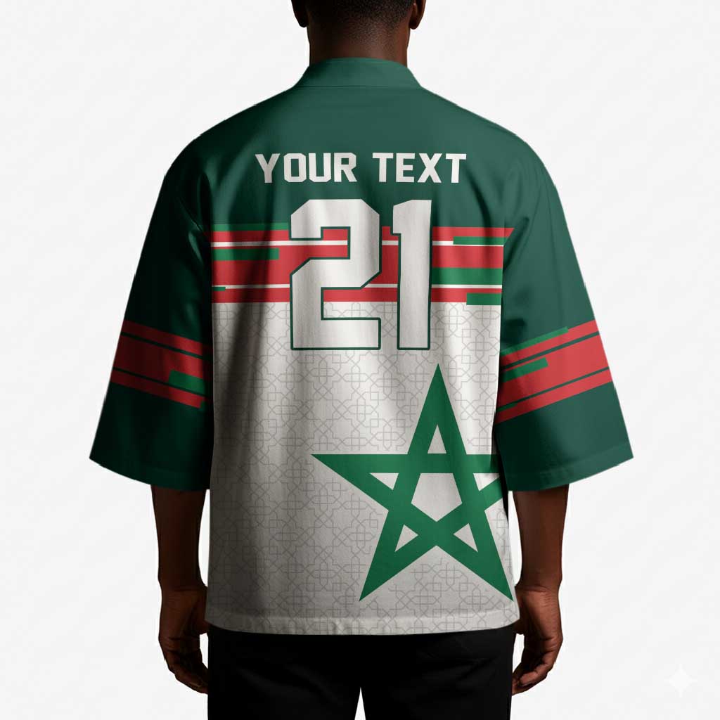 World Football 2026 Morocco Custom Kimono African Geometric White Pattern - Wonder Print Shop